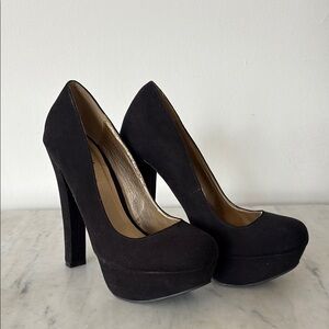 Suede Black Women's Platform Heels